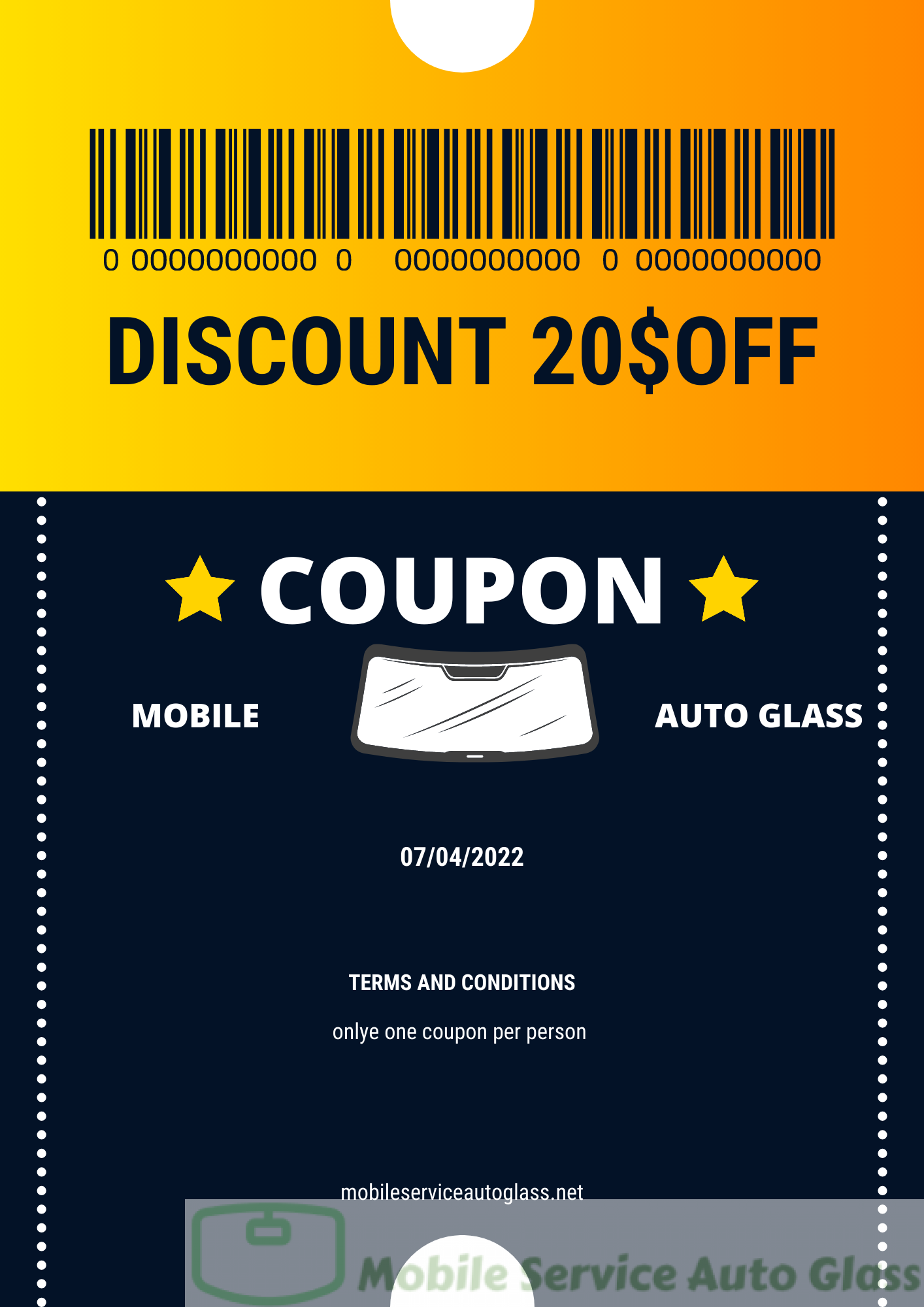 Auto glass replacement coupon
